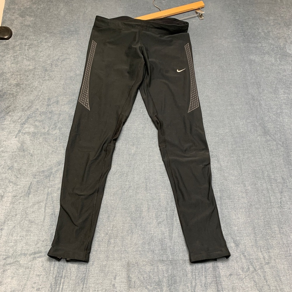Nike Dri-FIT Leggings Womens Medium Black Ankle Zipper Performance Activewear